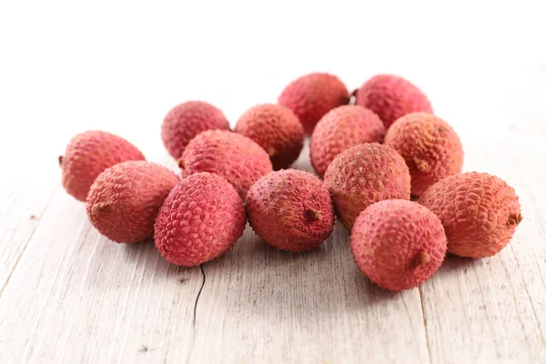 Bunch Litchi Fruit Wooden Table Background — Stock Photo, Image
