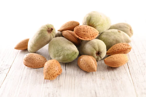 Fresh Green Almonds Background Close — Stock Photo, Image