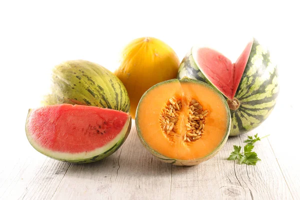 Assorted Melon Watermelon Background — Stock Photo, Image