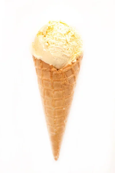 Ванильное Мороженое Конус Заднем Плане Закрыть — стоковое фото