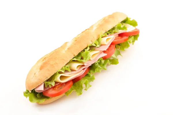 Beyaz Arka Planda Lezzetli Bir Sandviç — Stok fotoğraf