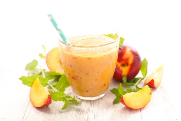 Smoothie Piersici Suc Fundal Aproape — Fotografie, imagine de stoc