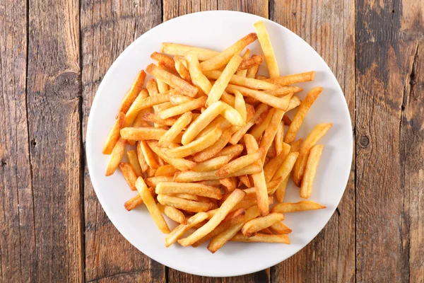 Friterade Pommes Frites Bakgrund Närbild — Stockfoto