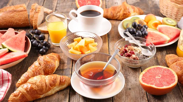 Desayuno Saludable Sobre Fondo Madera — Foto de Stock