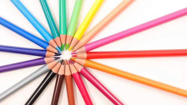 Colored Pencil Circle White Background — Stock Photo, Image