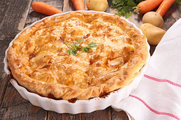 Homemade Vegetable Meat Pie Close Shot — Stock Photo, Image