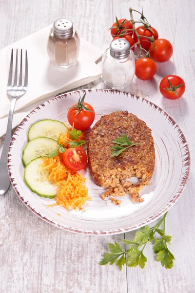 Nourriture Végétarienne Avec Steak Légumes Gros Plan — Photo