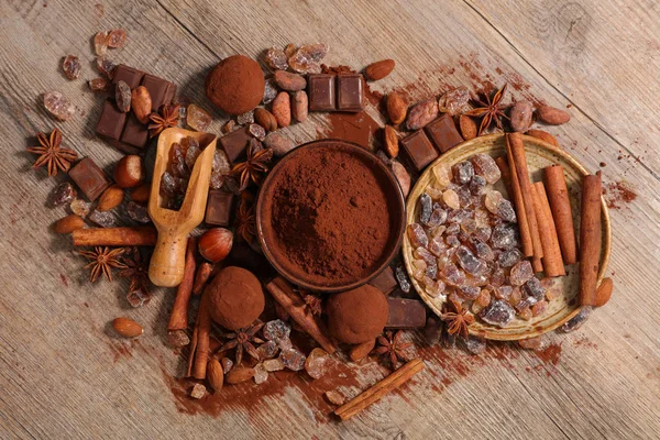 Ассорти Шоколад Какао Специи — стоковое фото