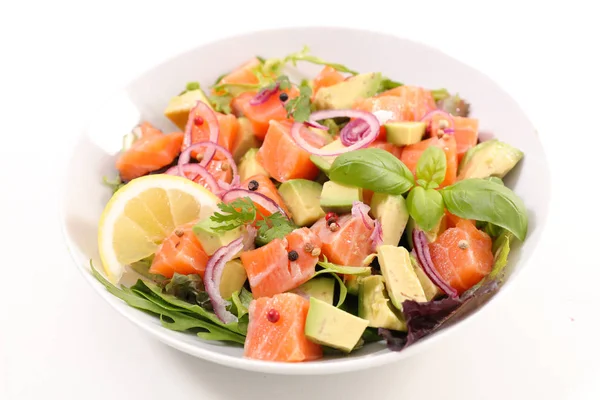 Salad Salmon Avocado Basil — Stock Photo, Image