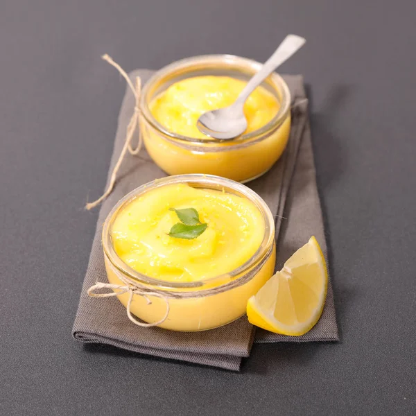 Crème Caillée Citron Gros Plan — Photo