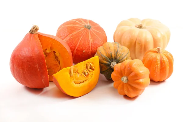 Selection Pumpkins Gourds Isolated White Background — Stock Photo, Image