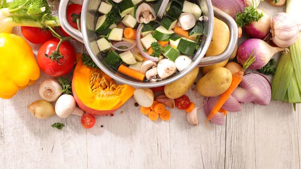 Top View Cooking Vegetable Soup — Stock Photo, Image