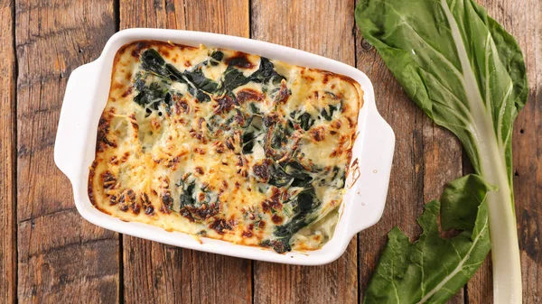 Baked Creamed Chard Crispy Crust Greenery — Stock Photo, Image