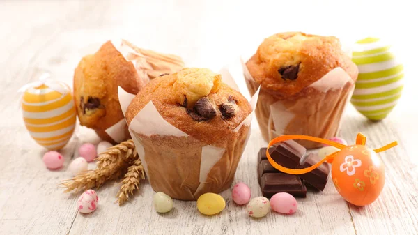 Muffin Assortiti Con Cioccolato Caramelle Pasqua — Foto Stock