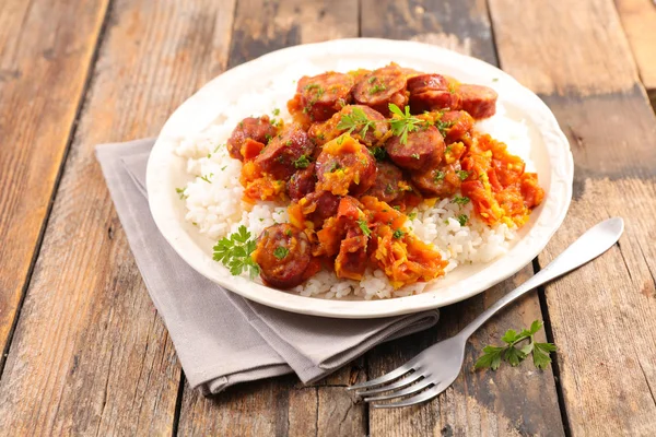 Rougail Saucisse Traditional Creole Dish — Stock Photo, Image