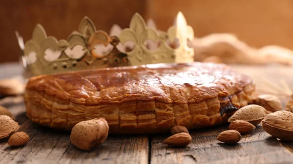 Gâteau Épiphanie Avec Couronne Dessert Maison — Photo