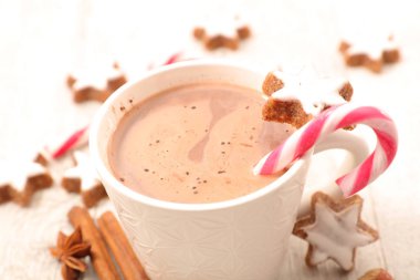 Kış çikolatalı süt şeker kamışı ve Çerezler ile