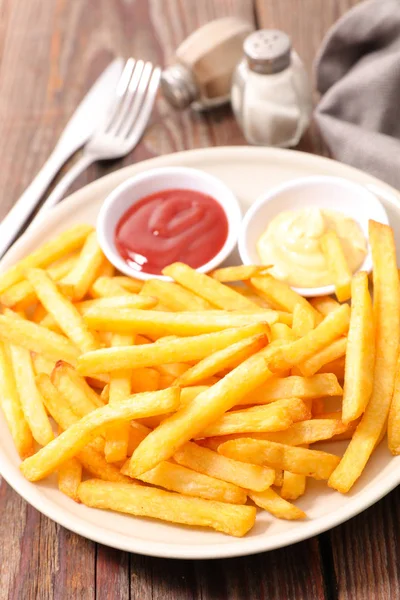Patates Kızartması Soslar Fast Food — Stok fotoğraf