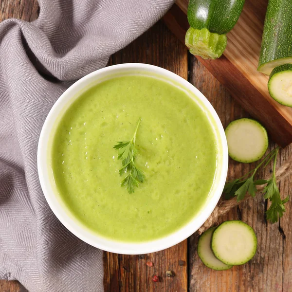 Raw Zucchini Soup Bowl Vegetarian Food Concept — Stock Photo, Image