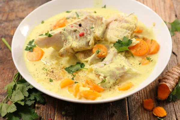 Fish Cooked Cream Curcuma — Stock Photo, Image