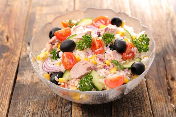 Mixed Rice Salad Glass Bowl — Stock Photo, Image