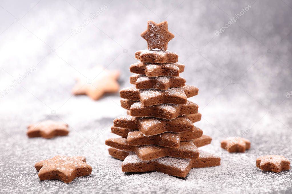 gingerbread cookie for christmas on festive background