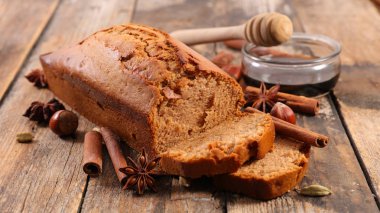 Zencefilli kek ve baharat ahşap tablo