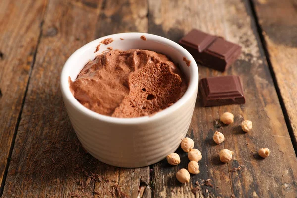 Zelfgemaakte Vegan Chocolade Mousse Kom — Stockfoto