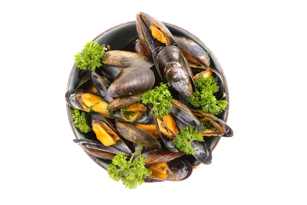 Mussels Parsley Served Bowl — Stock Photo, Image