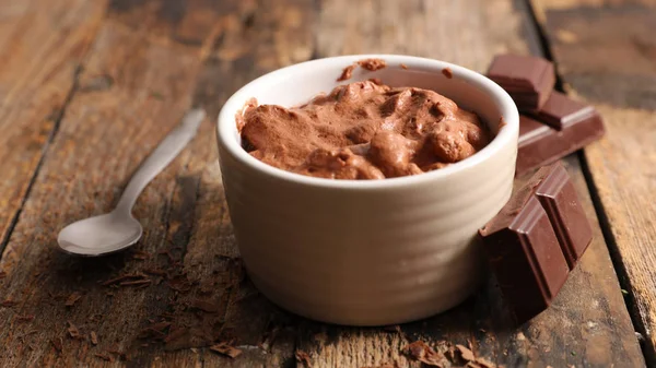 Zelfgemaakte Vegan Chocolade Mousse Kom — Stockfoto