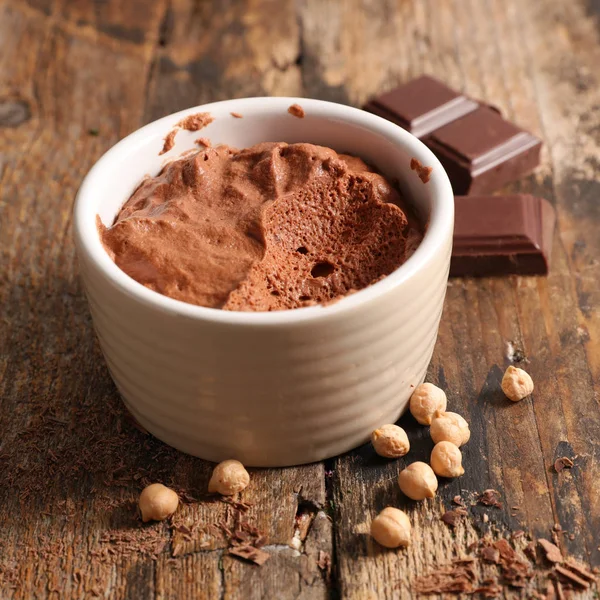 Zelfgemaakte Vegan Chocolade Mousse Kom — Stockfoto