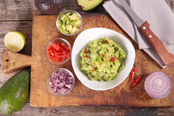 Válogatott Hozzávalók Guacamole Tábla — Stock Fotó