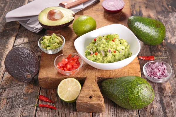 Válogatott Hozzávalók Guacamole Tábla — Stock Fotó