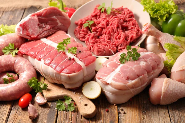 Close View Assorted Raw Meats — Stock Photo, Image