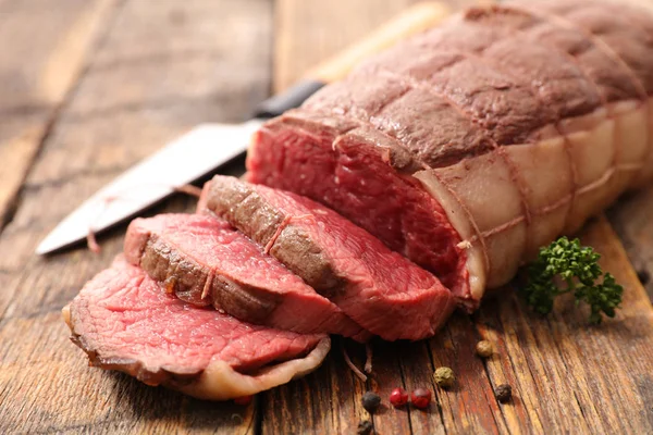 Close View Food Composition Roast Beef Slice — Stock Photo, Image