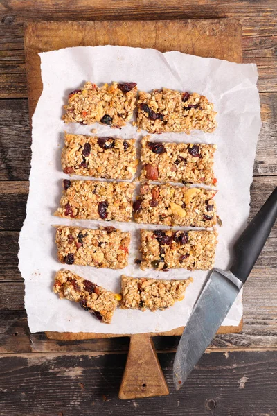 Yapımı Granola Bar Yukarıdan Görüntülemek — Stok fotoğraf