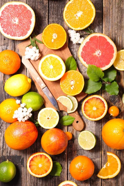 Nézd Meg Felülről Válogatott Citrusfélék — Stock Fotó