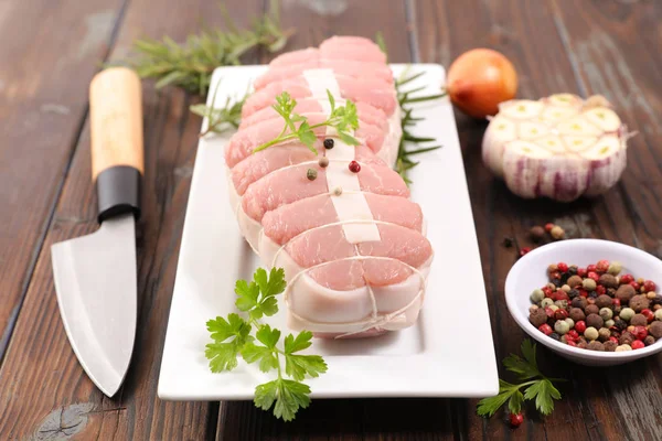 Close View Food Composition Raw Roast Veal — Stock Photo, Image