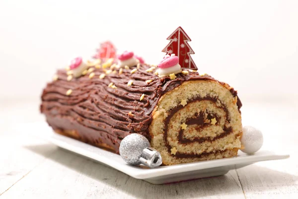 Close View Food Composition Christmas Yule Log — Stock Photo, Image