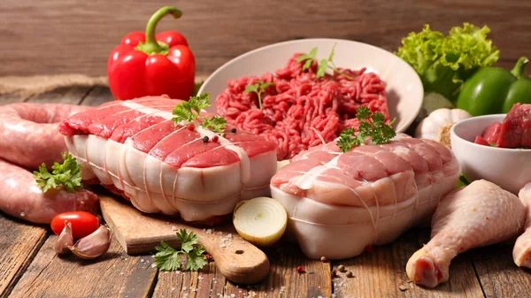 Assortiti Diversi Tipi Carne — Foto Stock