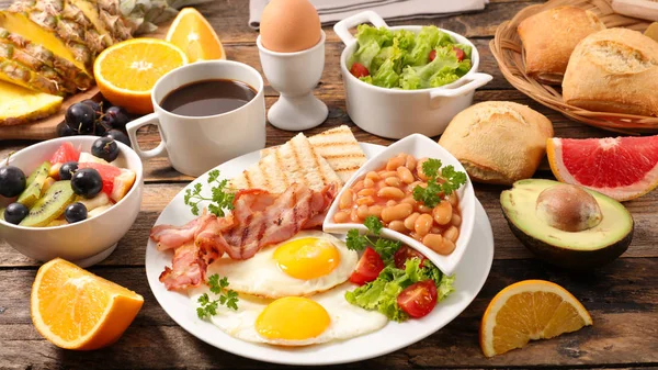 Ovanifrån Engelsk Frukost Sammansättning — Stockfoto
