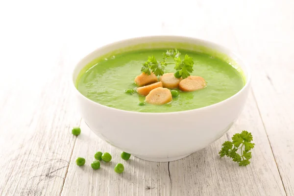 Bowl of green vegetable cream soup — Stock Image Bowl Green Vegetable Cream Soup Stock Photo
