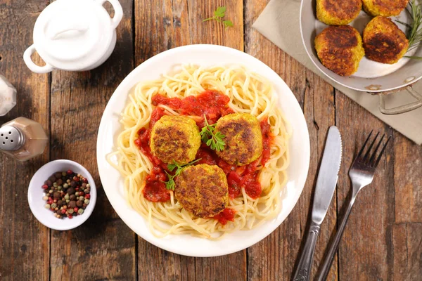 Spaghetti Con Palla Vegetariana — Foto Stock