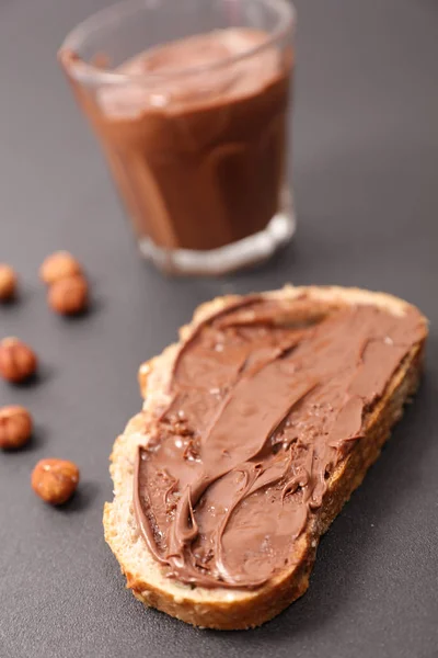 Pão Com Propagação Chocolate — Fotografia de Stock