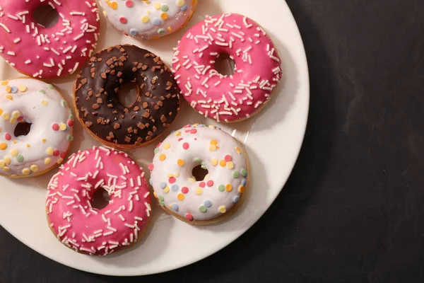 Vista Desde Arriba Deliciosas Rosquillas Hielo — Foto de Stock