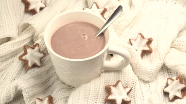 Leche Con Taza Cacao — Vídeos de Stock