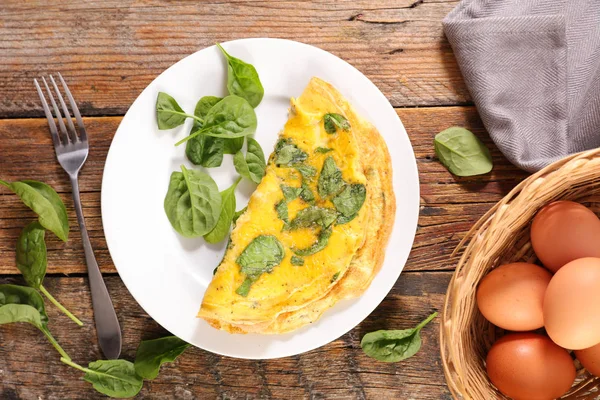 Vista Dall Alto Omelette Spinaci — Foto Stock