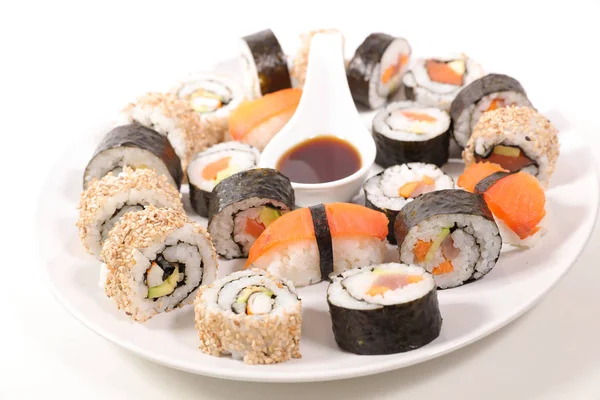 Urval Sushi Och Maki — Stockfoto