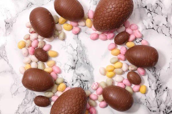 Γκρο Πλαν Θέα Σοκολατένια Πασχαλινά Αυγά — Φωτογραφία Αρχείου