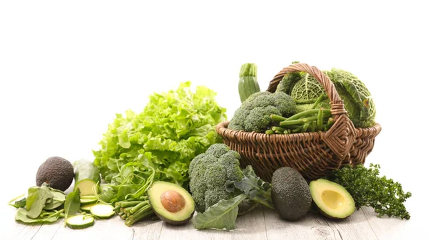 Assorted Green Vegetables Table — Stock Photo, Image